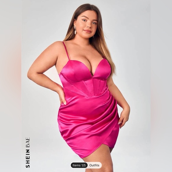 SHEIN size 1XL (size 14) hot pink sexy going out, club, party dress. - Picture 1 of 2